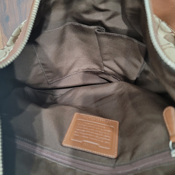 Coach Hobo Bag Buckle Pleated Brown Monogram Signature Handbag Purse - Picture 12 of 15